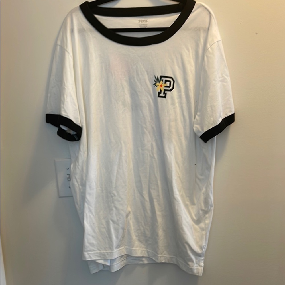 Nwt-PINK Victoria's Secret White and Black Short Sleeve Tee